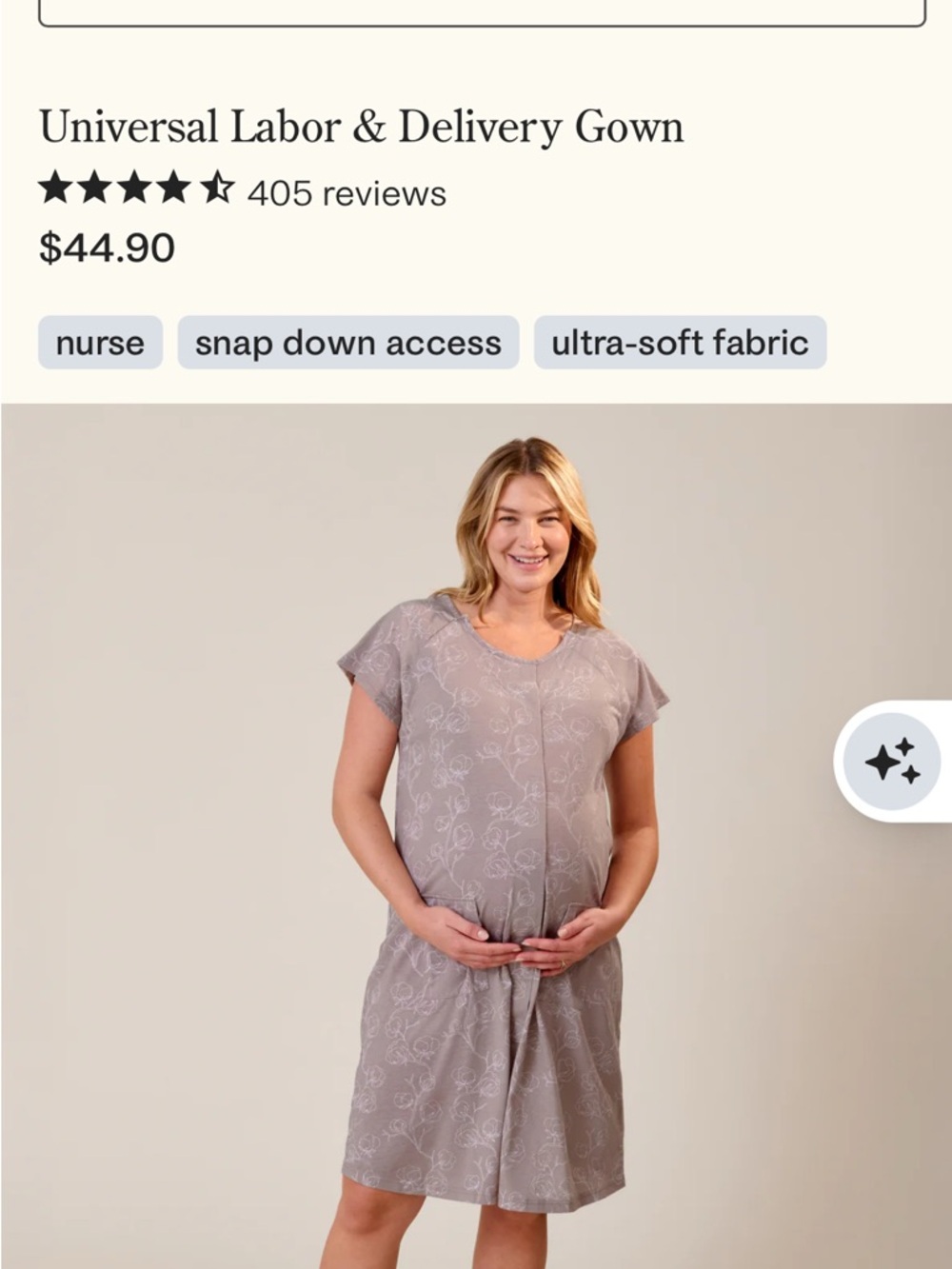 Kindred Bravely Light Mauve Floral Maternity Gown
